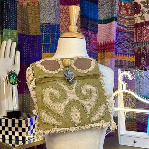 CROSSTREE Lane Vintage Cotton Purse, Twisted Crossbody Strap Boho - Picture 2 of 4